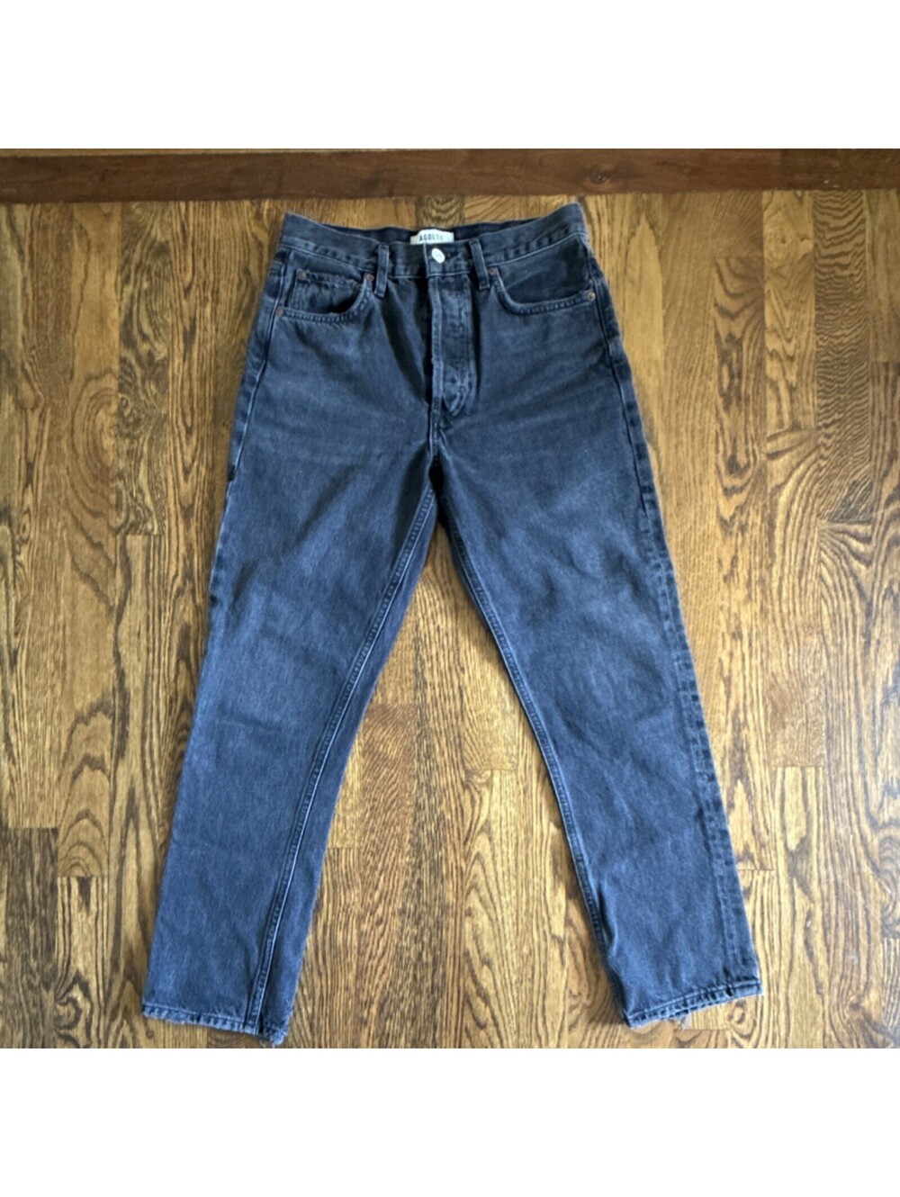 AGOLDE Riley High Rise Straight Jeans Size 25 Dark Blue 100% Cotton